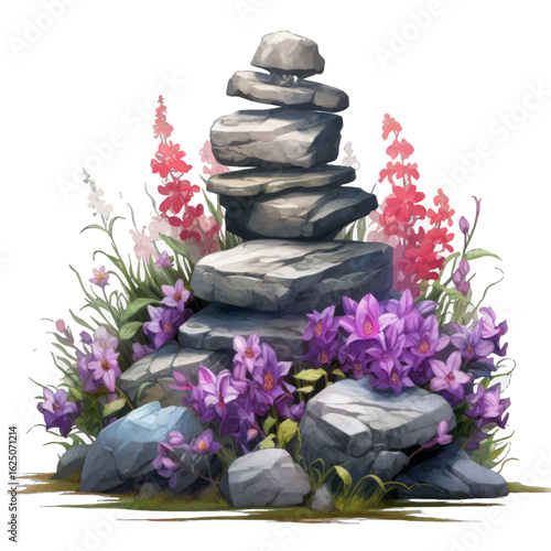 stones and flower