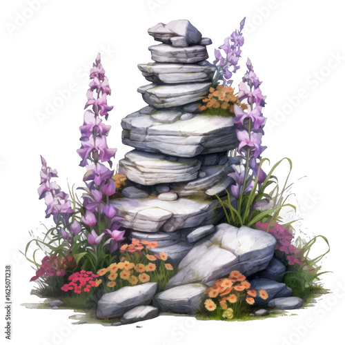 zen stones and flowers