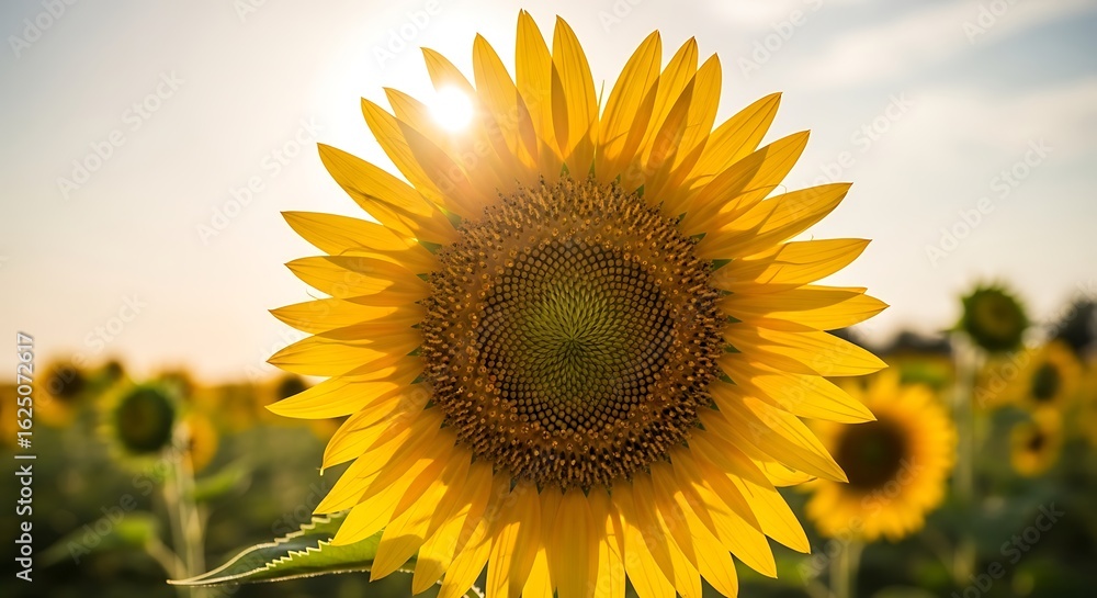 Obraz premium Vibrant Sunflower Blooming Under the Warm Summer Sunrays