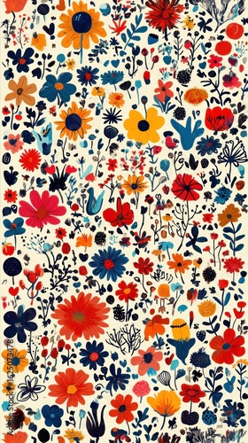 Vibrant Floral Tapestry: A Whimsical Garden of Blooms