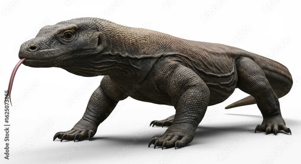 Obraz premium Komodo dragon against white background