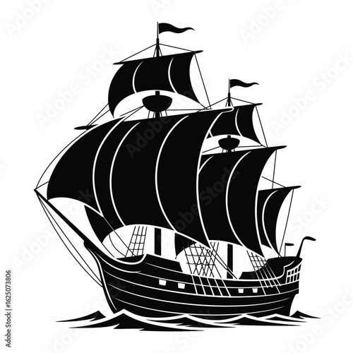 Majestic tall ship sailing on the open sea