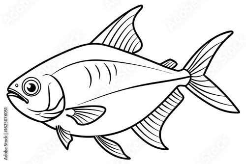 coloring page line art the tetra fish black vector