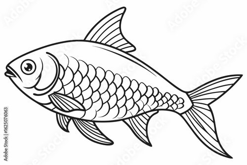 coloring page line art the tetra fish black vector