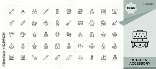 Kitchen Accessory line icon set. Simple line vector icons. Vector illustration. Kitchen icon. Contains related to tools, equipment, utensil, kitchen, food, tool and more.
