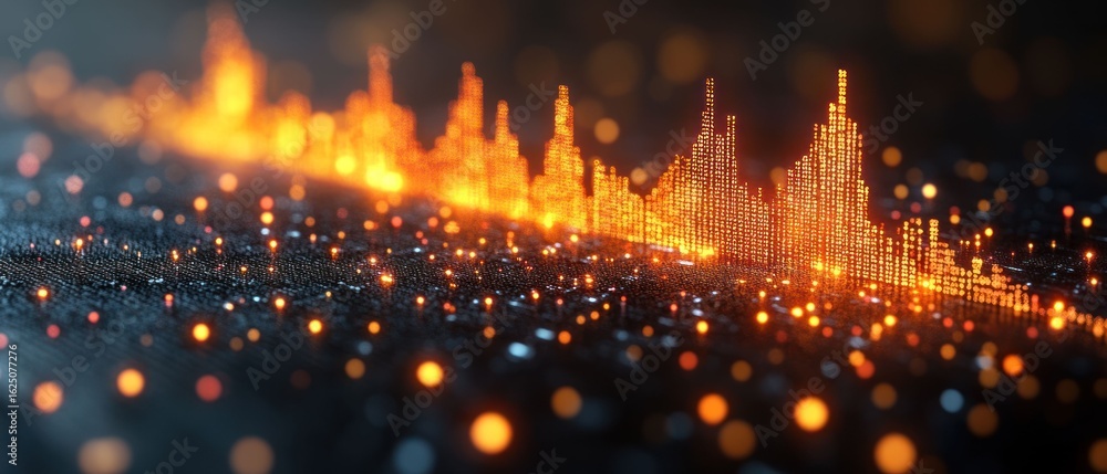 Obraz premium Digital Data Visualization: Abstract Orange Glowing Graph on Dark Background