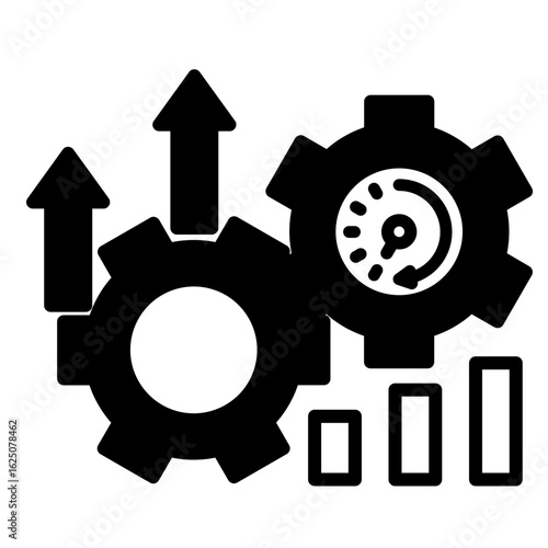 black gears with arrows and charts clip art preview