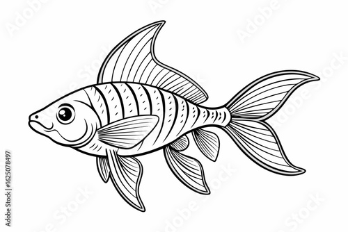 coloring page line art the sword tail black vector