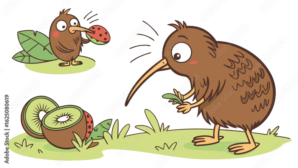 Obraz premium cartoon bird with a worm