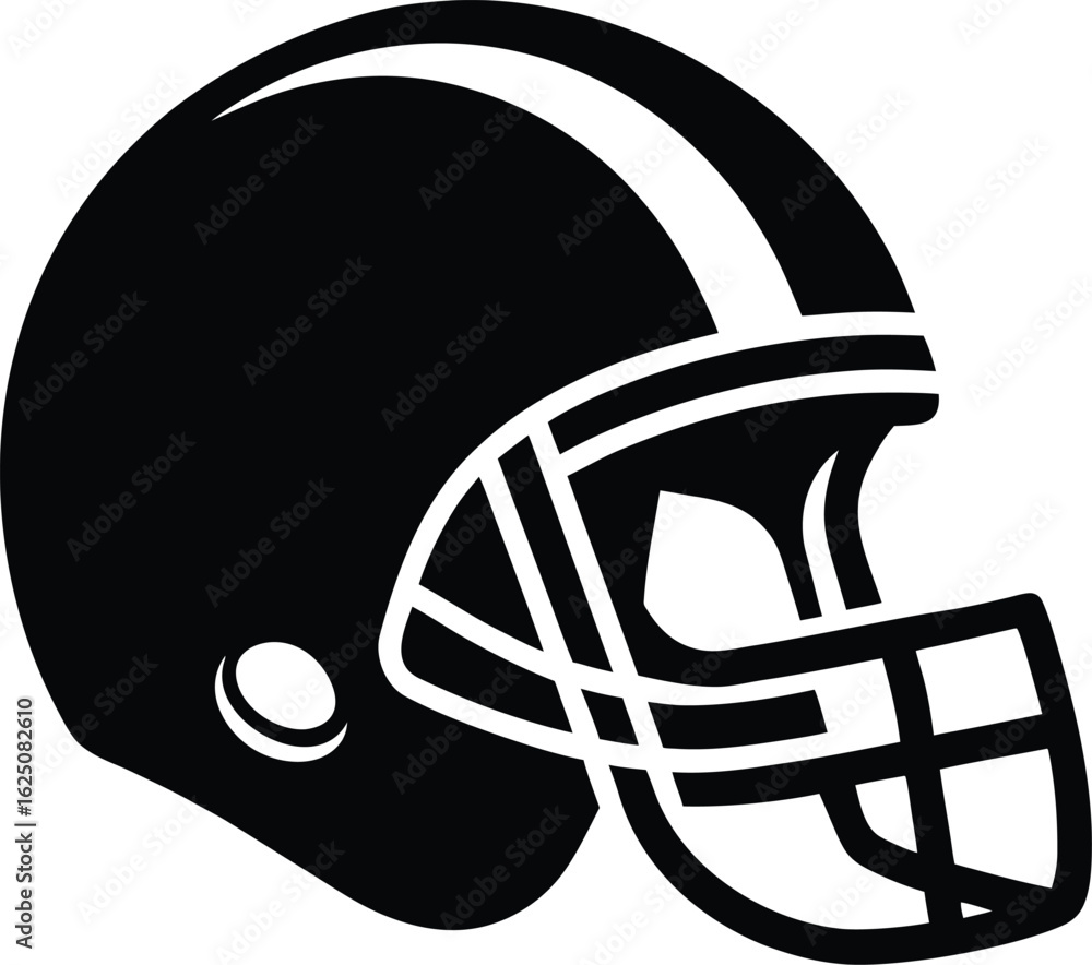 Fototapeta premium Minimalist Black and White American Football Helmet Icon – Vector Illustration