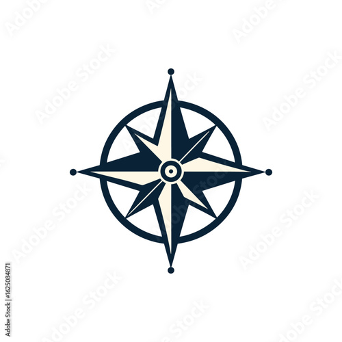 Nautical compass design symbolizing navigation, exploration, and adventure on a plain background