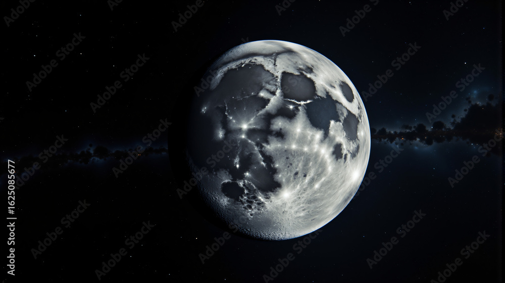 Fototapeta premium Magnificent Full Moon Illuminates Night Sky