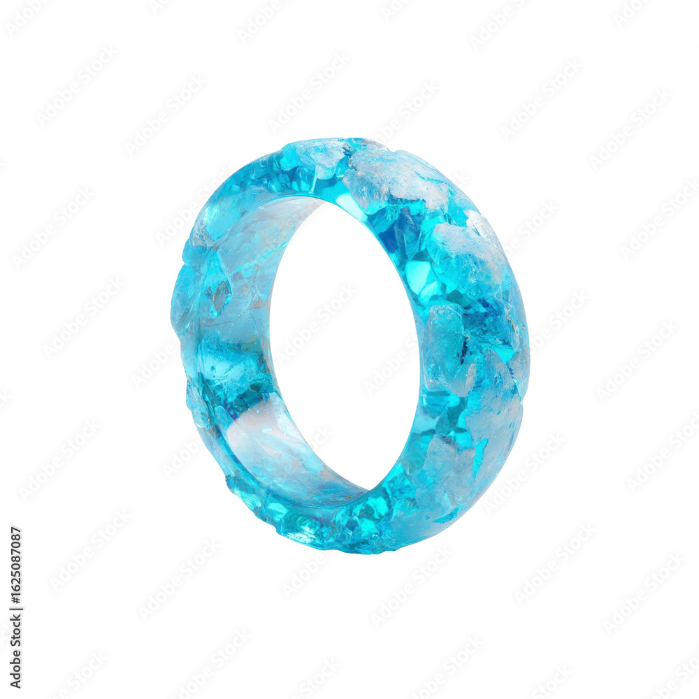 Turquoise Resin Ring with Embedded Crystals - Close-up Studio Shot Turquoise Resin Ring with Embedded Crystals - Close-up Studio Shot