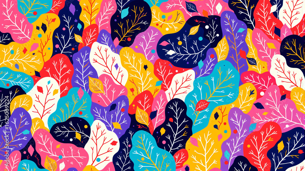 Naklejka premium Vibrant Colorful Leaf Pattern for Design and Crafting