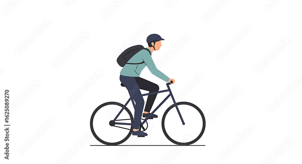 Fototapeta premium A male cyclist in silhouette rides a bicycle for sport