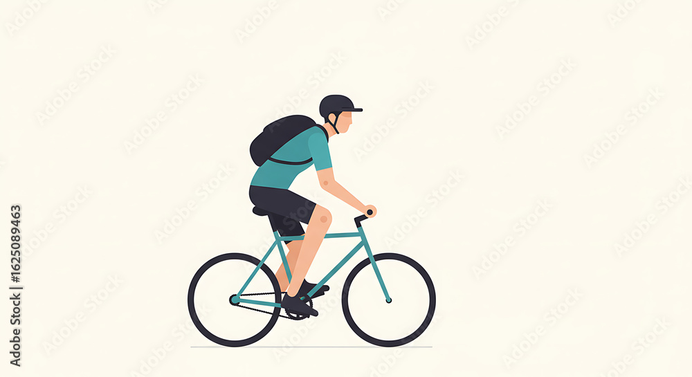 Fototapeta premium Silhouette of a cyclist riding a bicycle in the city