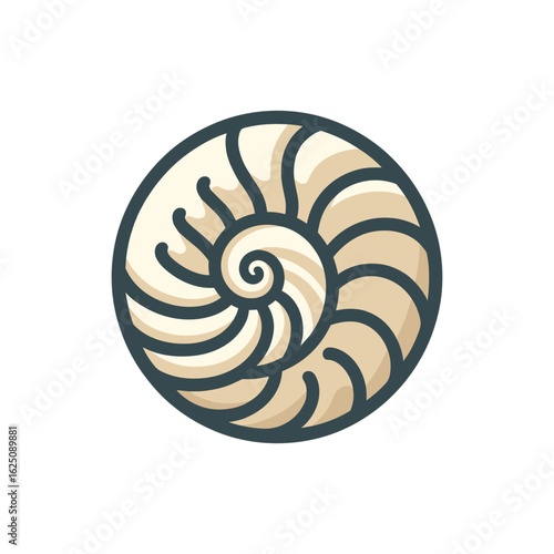 Stylized illustration of a nautilus shell, showcasing intricate patterns and natural beauty