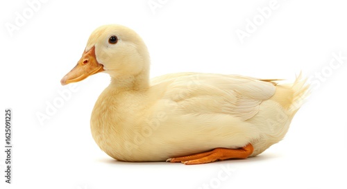 Pale yellow duck isolated on white background
