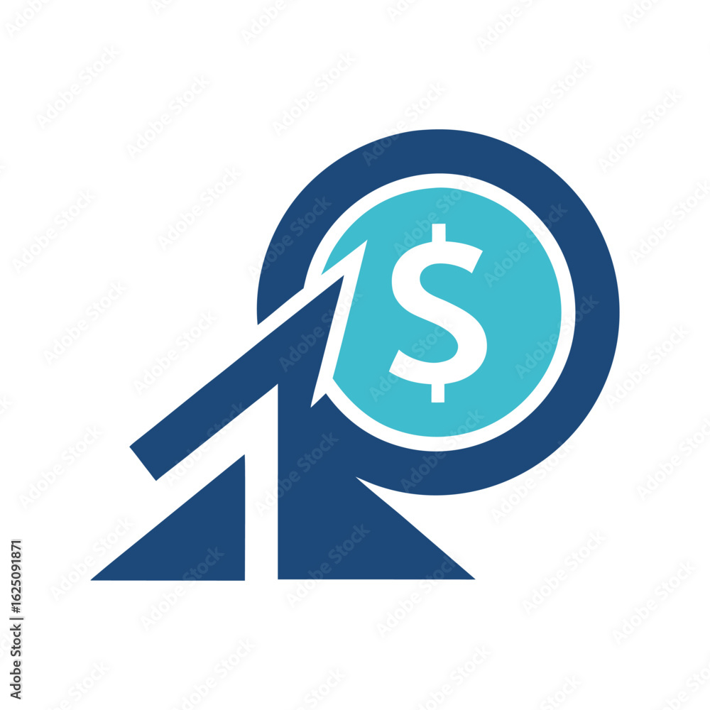 Financial Growth and Increase Icon with Dollar Symbol Financial Growth and Increase Icon with Dollar Symbol