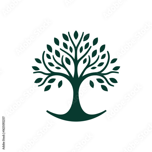Stylized tree silhouette with intricate branches and leaves, symbolizing nature and growth