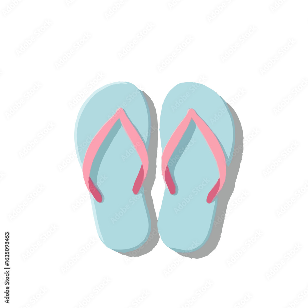 Fototapeta premium Simplified, Iconic Beach Flip-Flops