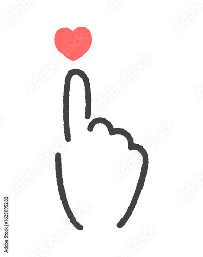 赤いハートにタッチするシンプルな人の手の手書きのイラスト - LIKE･いいねやSNSのイメージ素材