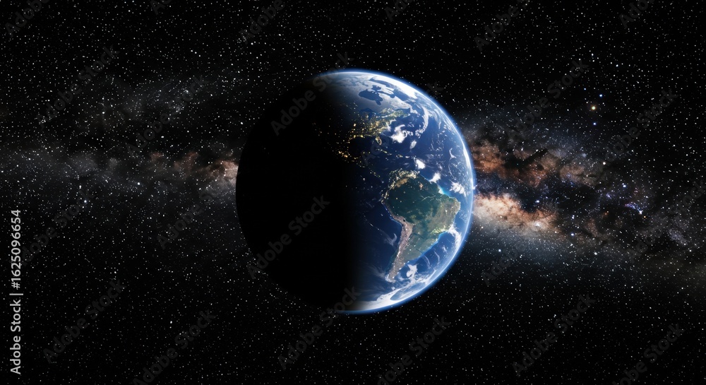 Fototapeta premium Earth from space with milky way