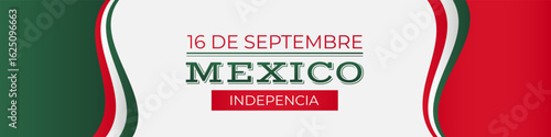 Horizontal patriotic banner for Mexico Independence Day. Vector illustration in Mexican flag colors, Mexico Independence Day.