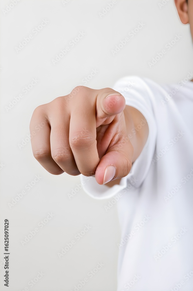 Naklejka premium Finger with pointing gesture on white background