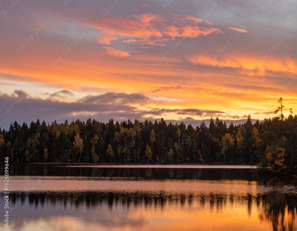 Obraz premium sunset over lake