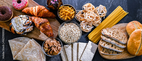 Принти на полотні Composition with variety of food products containing gluten