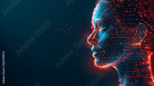 Abstract digital face of a woman representing artificial intelligence