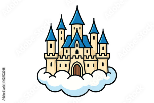 Wallpaper Mural Vector illustration of a fairytale castle on a cloud Torontodigital.ca