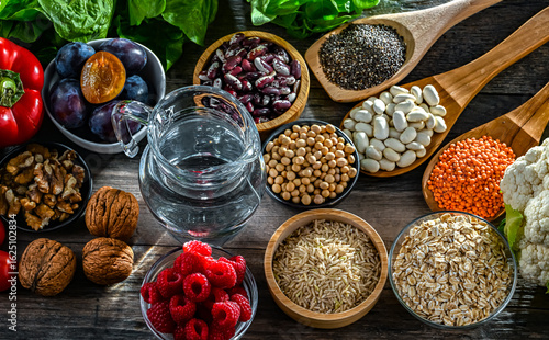 Bilde på lerret Foods products improving digestive health