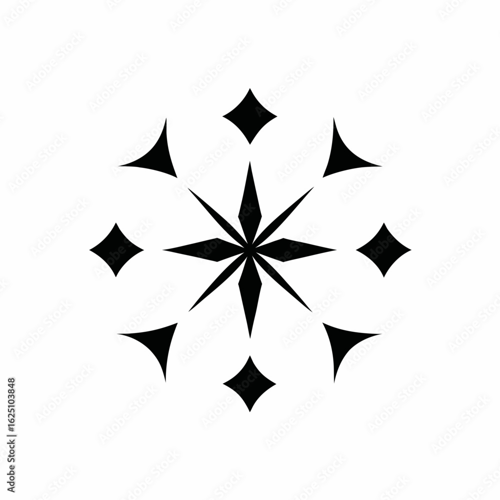 Obraz premium Minimalist Diamond Shape Pattern Abstract Geometric Starburst Vector Art.