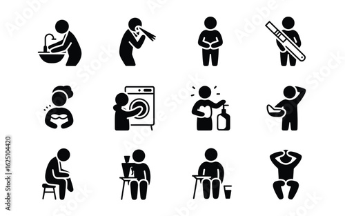Daily activities icon set