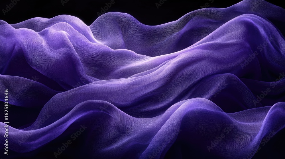 Obraz premium Abstract purple waves flowing gracefully across a dark backdrop, creating a dreamy and elegant