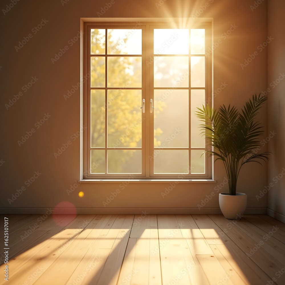 Fototapeta premium empty room with window and wooden floor