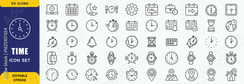 Time icon set. Timer, alarm, schedule, hourglass, clock icons. vector icon collection.