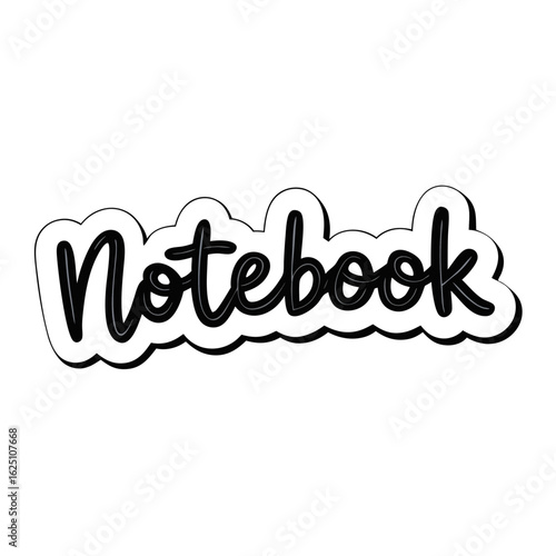 typography sticker design of notebook