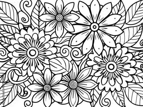Flwoer coloring pages for adults 