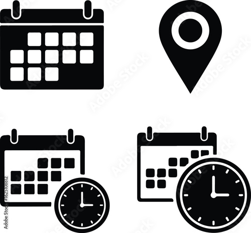 Calendar and clock icons representing time and scheduling