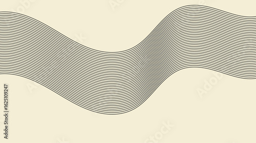 Minimal wave line pattern on cream background. Abstract flowing curved lines for modern branding, posters, album art, packaging, and digital design projects.