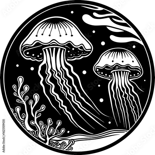 Glowing Jellyfish Under Deep-Sea Lighting