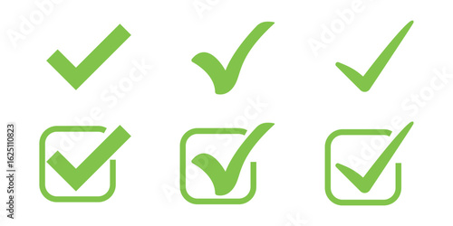 Check mark green  icons vector isolated. Check marks. 