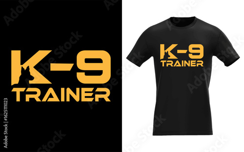 Police k 9 dog handler trainer security officer with dog silhouette suitable for law enforcement security or halloween themes
