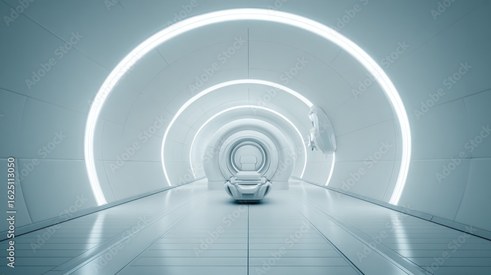 Obraz premium Futuristic white tunnel