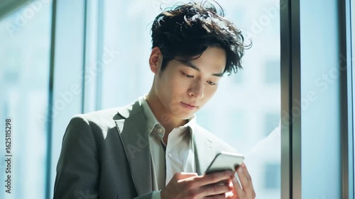 スマホを触る男性社員