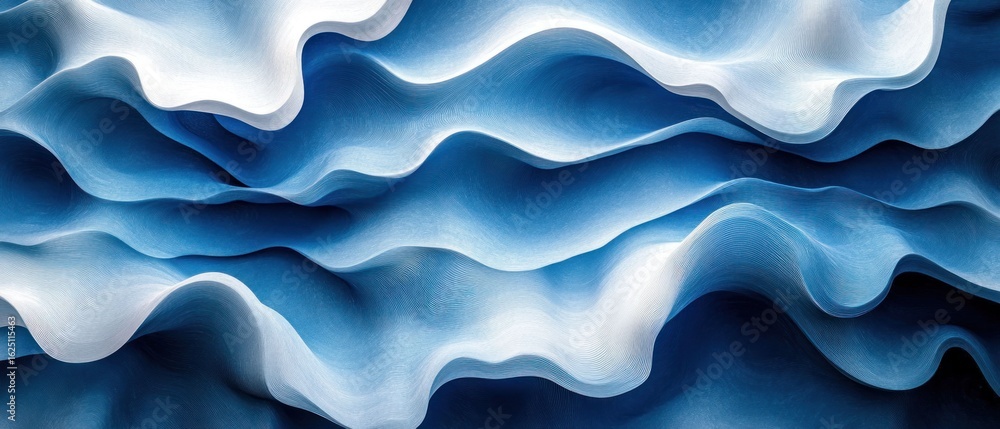 Obraz premium Abstract Blue Wave Symphony: A Serene Digital Art Piece