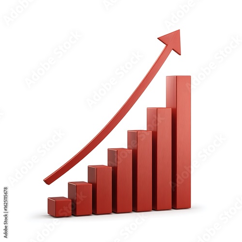 Red bar chart with upward trending arrow showing growth and success isolated on white background Free Download Red bar chart with upward trending arrow showing growth and success isolated on white background - GFXLoad